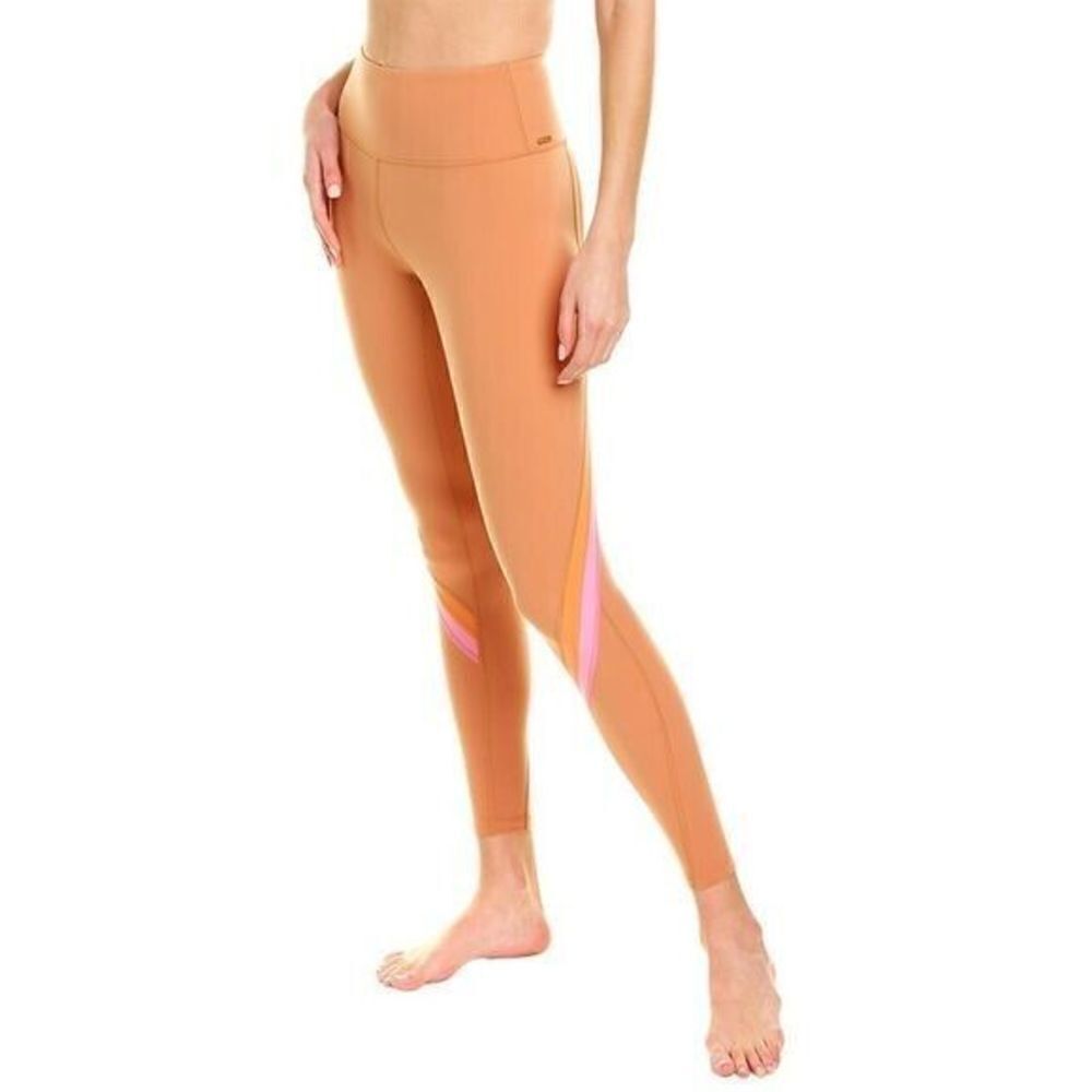 NWT L* Space Wren 7/8 Length Orange Striped Legging Athleisure Size S $125